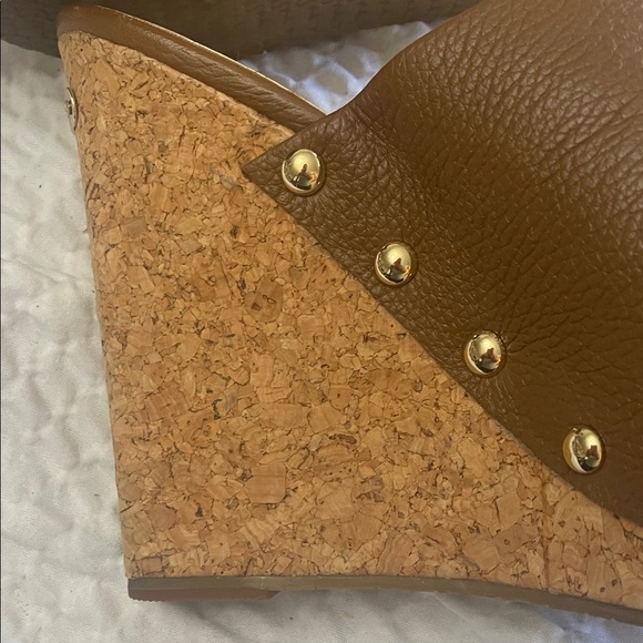 Michael Kors Tan Leather Wedge Sandals - Picture 7 of 10
